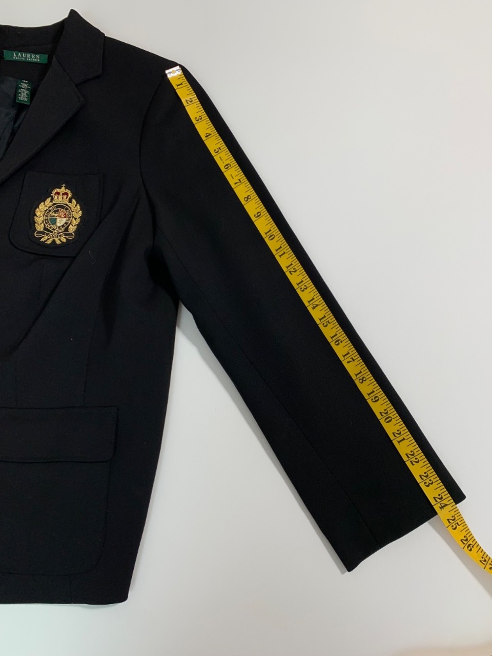 RALPH LAUREN Classic Black Crest 100% Wool Blazer Women's US Size 14W VINTAGE - Picture 10 of 13